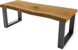 Sitzbank Wildeiche geölt, schwarzes U-Gestell -