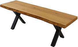 Sitzbank Wildeiche geölt, schwarzes X-Gestell -