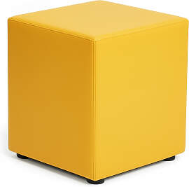 Sitzwürfel aus Kunstleder – Gelb, 43 × 43 ×