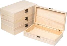 Sixfolo 4 Stück Holzkiste mit Deckel 25x15x6cm