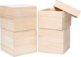 Sixfolo 4 Stück Kleine Holzkiste mit Deckel