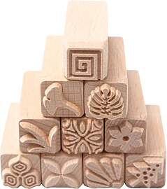 Sixfolo Töpfer Stempel Set 10 Stück Naturholz