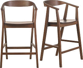 Skandinavische Barhocker aus dunklem Holz (2er