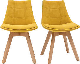 Skandinavische Stühle aus senfgelbem Stoff und