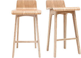 Skandinavischer Barhocker aus hellem Holz H65 cm