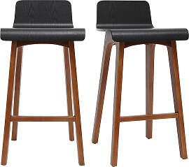 Skandinavischer Barhocker in Schwarz und Walnuss
