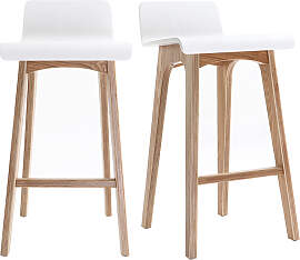 Skandinavischer Barhocker in Weiß mit hellem Holz 