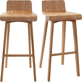 Skandinavischer Design-Barhocker in Beige und Holz 
