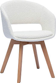 Skandinavischer Stuhl aus weißem Stoff mit