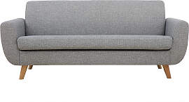 Skandinavisches 3-Sitzer-Sofa in Hellgrau und Holz 