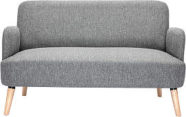 Skandinavisches Sofa 2-Sitzer aus hellgrauem Stoff 