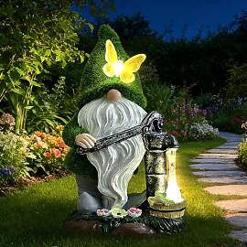 SKIKHN Beflockter Harz Zwerg, 21CM Gartenzwerg