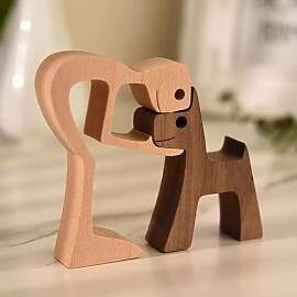 Skulptur aus Holz, Statue des menschlichen Hundes, 