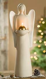 Skulptur Engel LUCIA mit Teelichthalter Sculpture