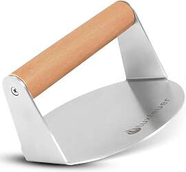 Smash Burgerpresse Edelstahl Ø14 cm mit Holzgriff 