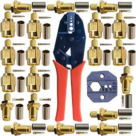 SMA Stecker und Crimpzangen Set: 20 Stück RG58