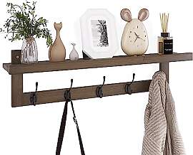 SMIBUY Kleiderhaken mit Regal Wandmontage, 74 cm