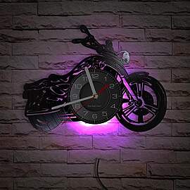 Smotly Vinyl-Wanduhr, Motorradform, schwarz, mit