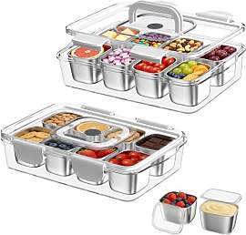 Snackbox Edelstahl mit 8 Fächern, 2 Stück