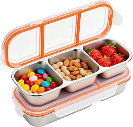 Snackbox mit Fächern, 2 Stück Edelstahl