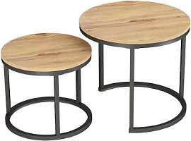 Soayone Couchtisch 2er Set Rund Beistelltisch