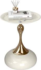 Soayone Moderne Beistelltisch Rund Weiß, Leichter 