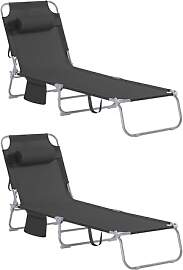 SoBuy 2-er Set Sonnenliege klappbar Gartenliege