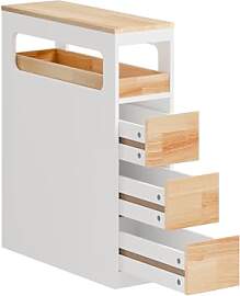 SoBuy Badezimmerschrank mit Rollen, Schmal
