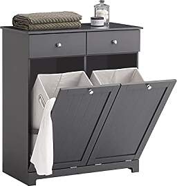 SoBuy Badezimmerschrank mit Wäschekorb -