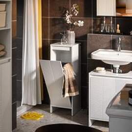 SoBuy BZR154-W Wäscheschrank mit ausklappbarem