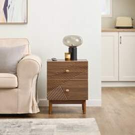 SoBuy FBT170-N Vintage Nachttisch mit 2