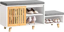 SoBuy FSR125-WN Schuhbank mit 2 Sitzflächen und 1 