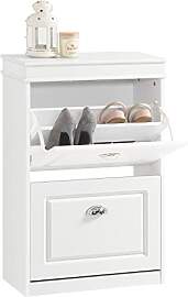 SoBuy Schuhschrank Schmal Hoch mit 2 Klappen -