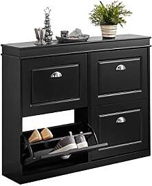 SoBuy Schuhschrank Schmal Hoch mit 4 Klappen -