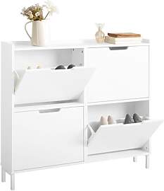 SoBuy Schuhschrank schmal mit 4 Klappen