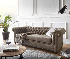 Sofa Chesterfield 3-Sitzer 200x88 cm Vintage Taupe 