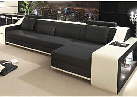 Sofa Leder BERLIN III - Ecksofa L-Form schwarz