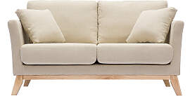 Sofa skandinavisch 2 Plätze Beige helle Holzbeine 