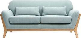 Sofa skandinavisch 2 Plätze Lagunenblau Holzbeine 