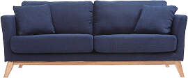 Sofa skandinavisch 3 Plätze Dunkelblau Holzbeine