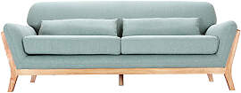 Sofa skandinavisch 3 Plätze Lagunenblau Holzbeine 