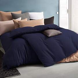 Soifox Bettwäsche 135x200 4teilig Marineblau