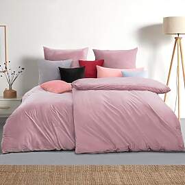 Soifox Bettwäsche 135x200 4teilig Rosa -