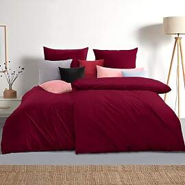 Soifox Bettwäsche 135x200 4teilig Rot -