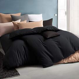 Soifox Bettwäsche 135x200 4teilig Schwarz