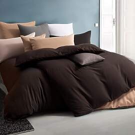 Soifox Bettwäsche 155x220 4teilig Braun - 2