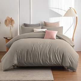 Soifox Bettwäsche 220x240 Taupe - aus Mikrofaser