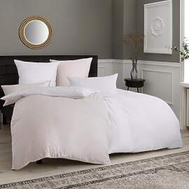 Soifox Bettwäsche Beige/Weiß 135x200 4teilig -