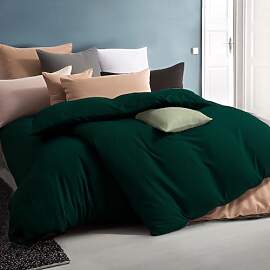 Soifox Bettwäsche Dunkelgrün 135x200 4teilig - 2 