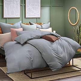 Soifox Bettwäsche Grau 135x200 4teilig - 2